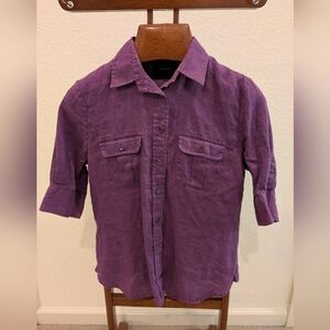 Faconnable Women’s Linen Blouse | Purple | Size Small